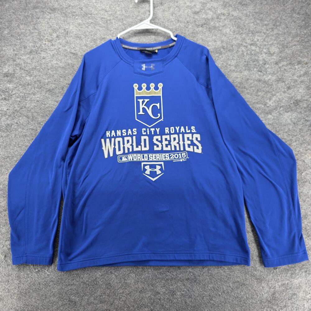 Kansas City Royals Shirt Mens L Blue MLB Baseball Under Armour World Series 2015